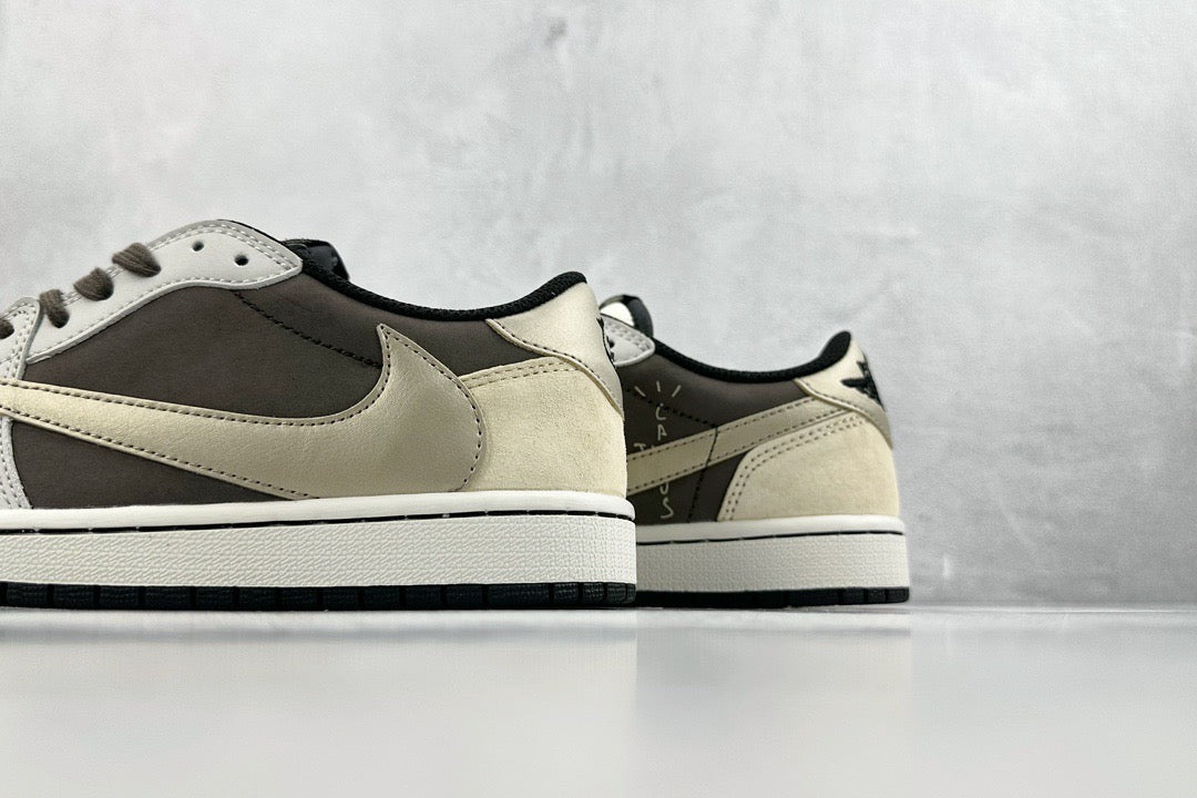Jordan Shoes- Jordan Travis S x Jordan 1 Low Reverse Mocha Premium Designer Casual Shoes