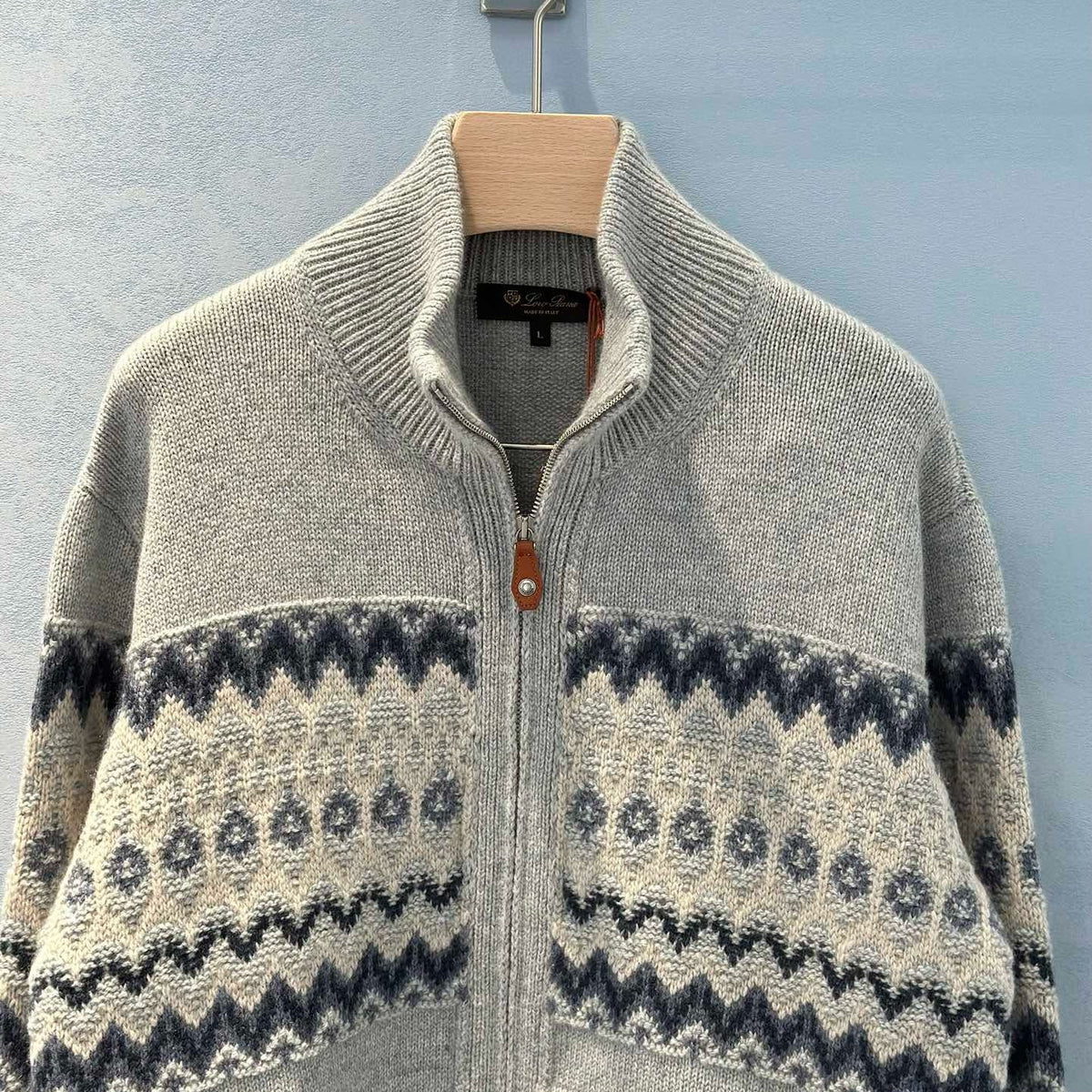 Sweaters- Loro P Zip Sweater Luxury Designer Knit Sweater