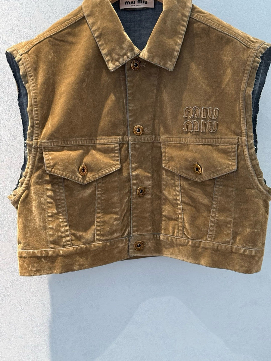Vests- Miu M Crop Vest Luxury Casual Designer Gilet