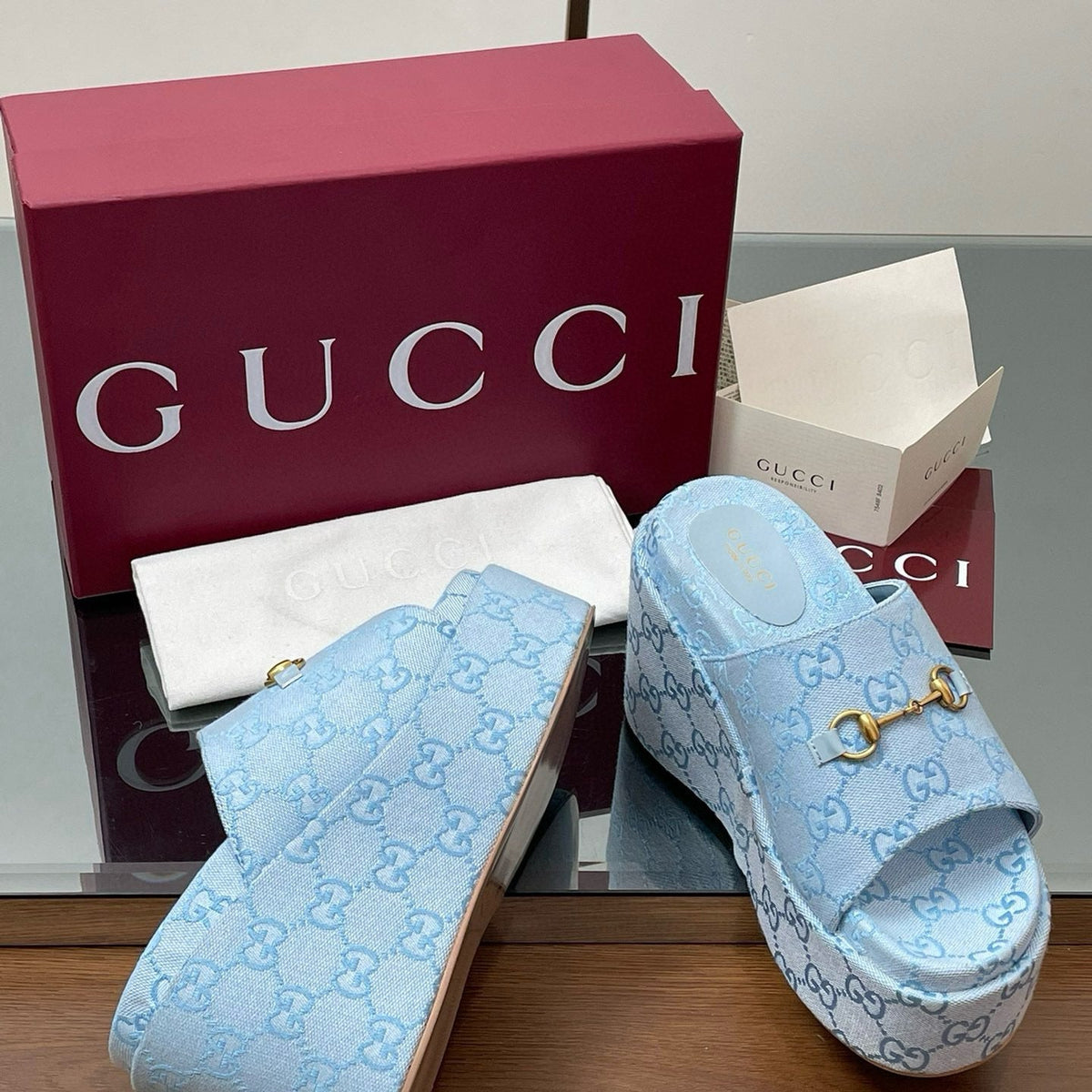 Gucci Shoes- Gucci Wedge Sandals Premium Designer Casual Shoes