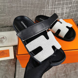 Hermès Red Crisscross Strap Sandals - Sole Detail View