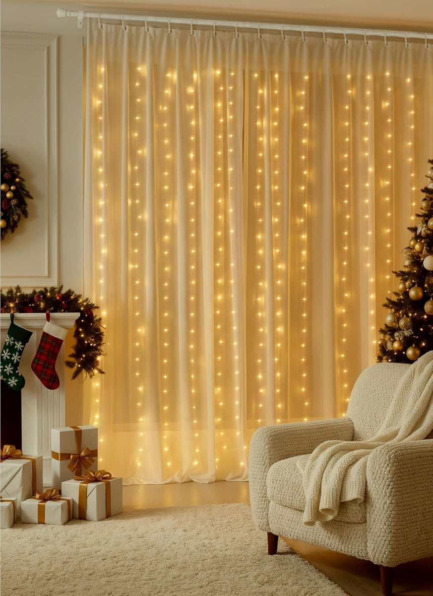 300 LED Curtain String Lights, 9.8 FT Hanging Fairy Lights