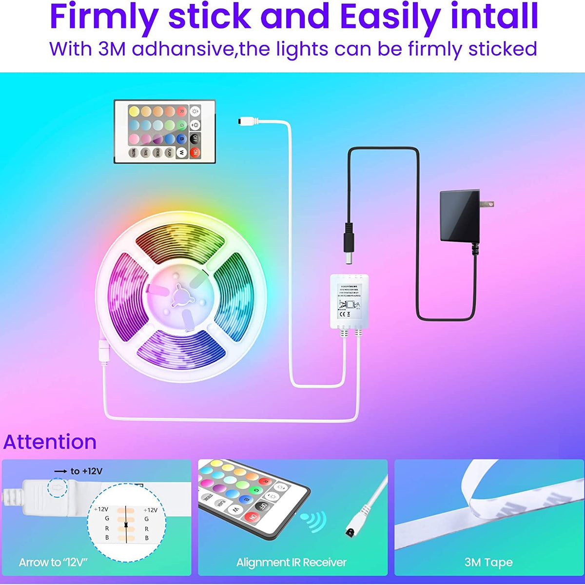 50 FT LED Strip Lights,Bluetooth LED Lighting for Bedroom