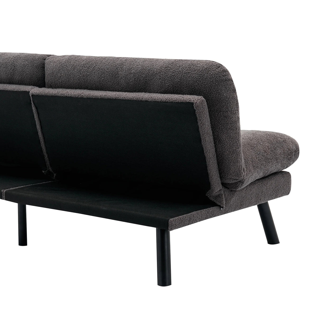 Camden Cozy Futon, Charcoal Boucle Fabric