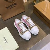 Burberry White Low-Top Sneakers - Angled View