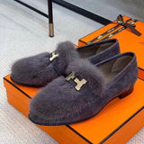 Hermes shoes Style 399 - front view, handcrafted italian detailing (alternate angle)