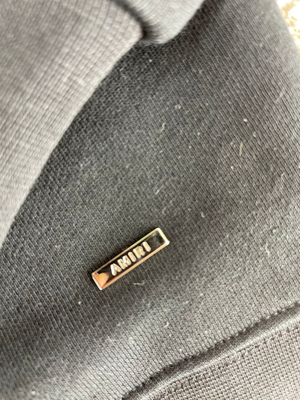 Close-up of Amiri hoodie craftsmanship