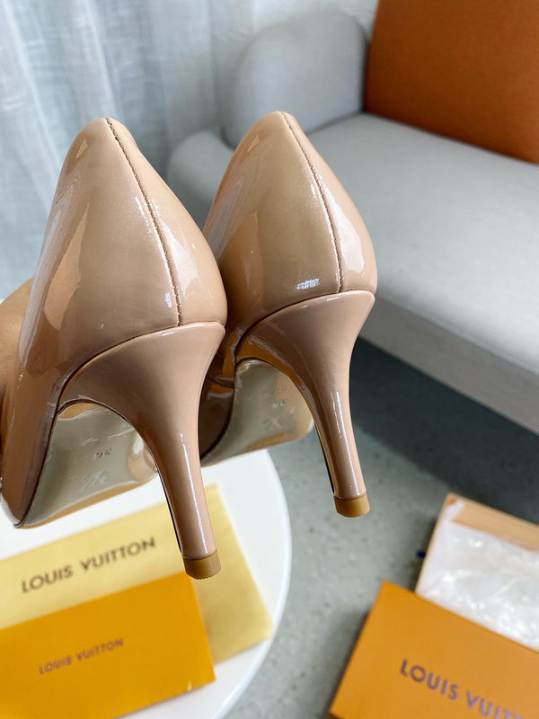 Louis Vuitton Red Ankle Strap Heels - Back View