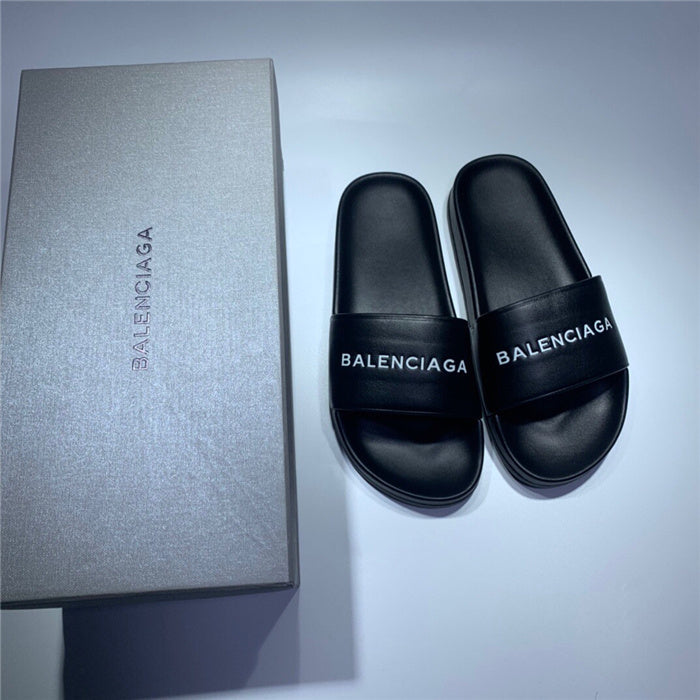 Balenciaga Red Slide Sandals - Angled View