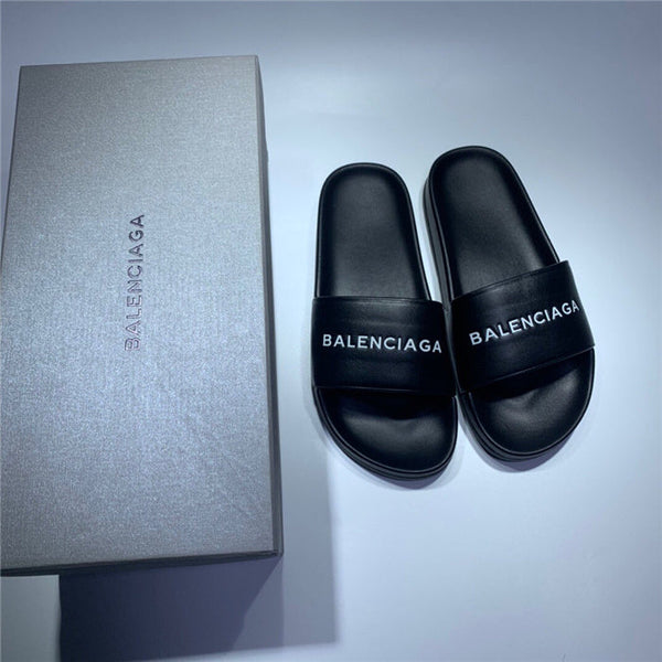 Balenciaga Red Slide Sandals - Angled View