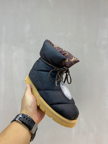 Louis Vuitton Beige Combat Boots - Front View