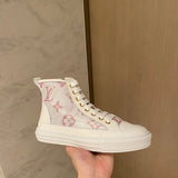 Louis Vuitton Burgundy Combat Boots - Full Silhouette View