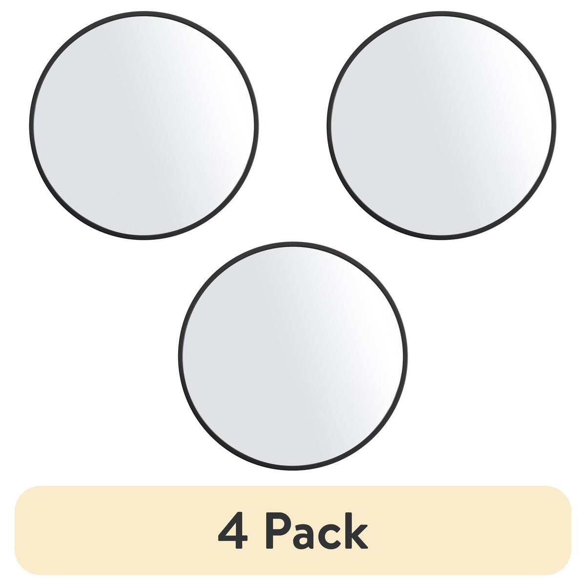 (4 Pack) X Black round Small Decorative Wall Mirror