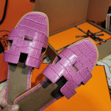 Hermès Burgundy Block Heel Sandals - Detail Shot of Craftsmanship