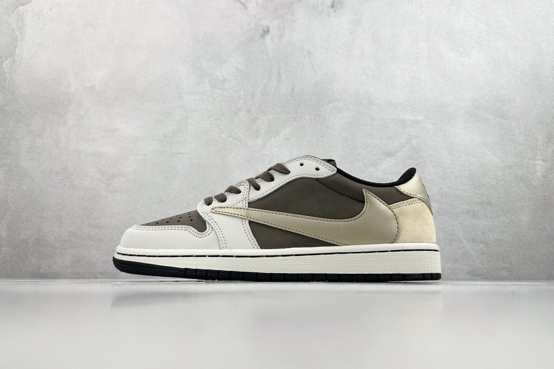 Jordan Shoes- Jordan Travis S x Jordan 1 Low Reverse Mocha Premium Designer Casual Shoes