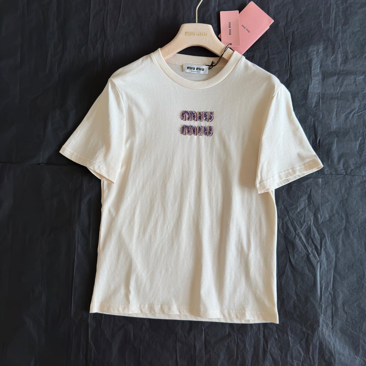 T-Shirts- Miu M T-shirt Casual Everyday Designer Tee