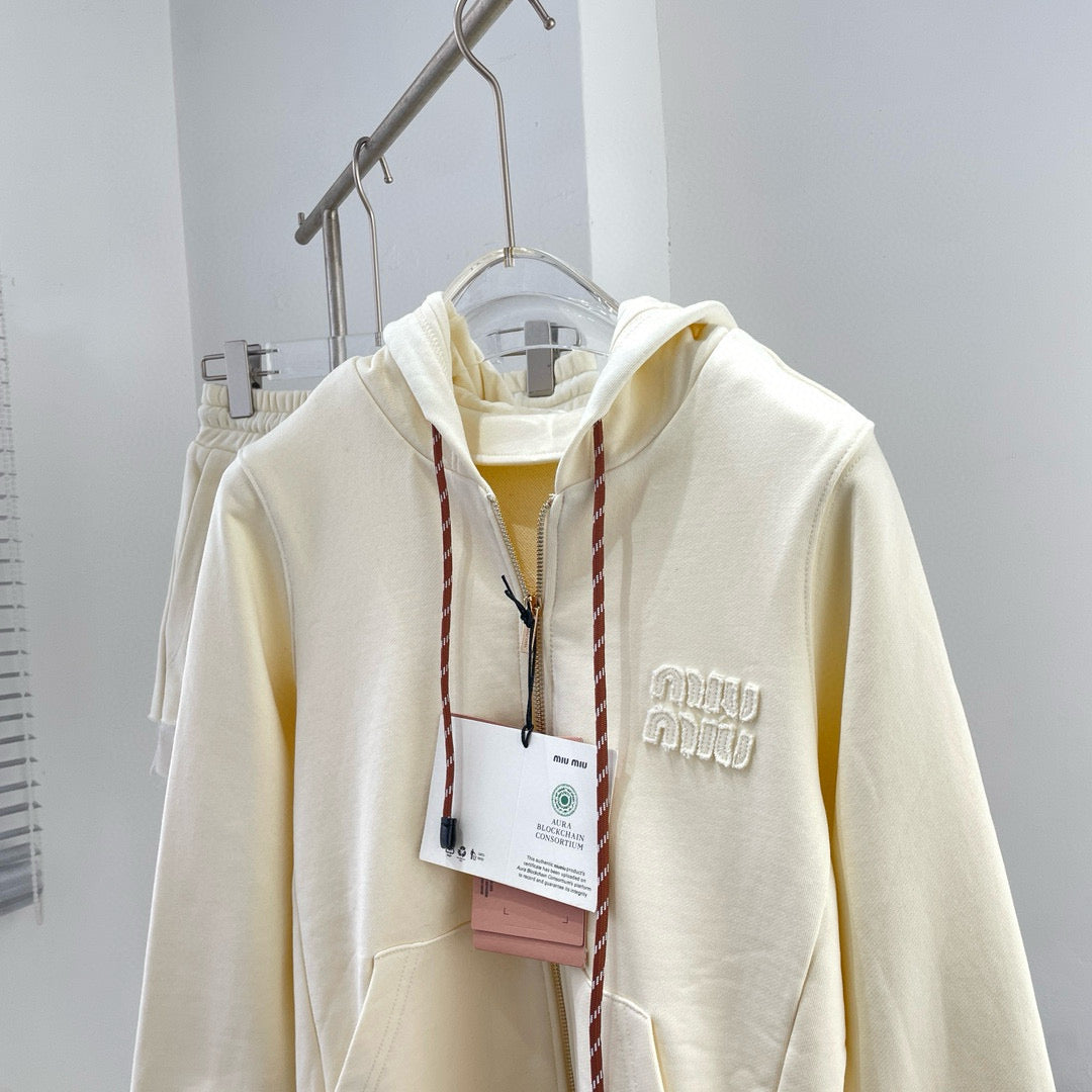 Hoodies- Miu M Zip Hoodie Comfortable Luxury Streetwear Hoodie