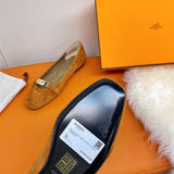 Hermès Camel Ankle Strap Heels - Lifestyle Styling Shot