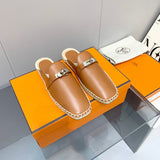 Hermès Black Block Heel Sandals - Side Profile View