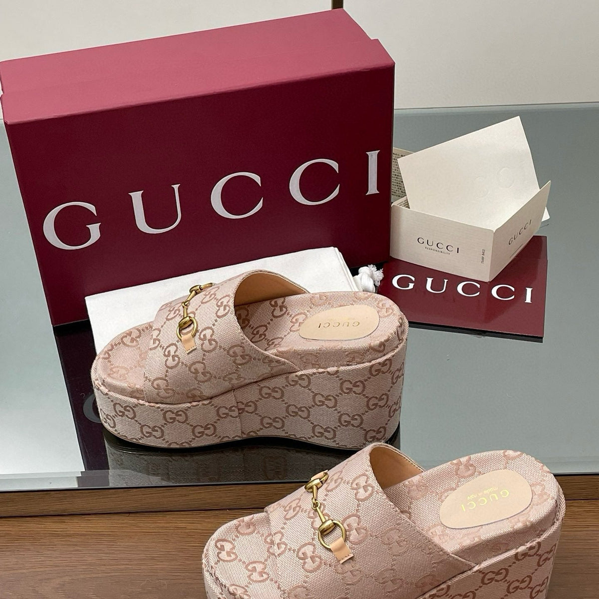 Gucci Shoes- Gucci Wedge Sandals Comfortable Everyday Designer Shoes