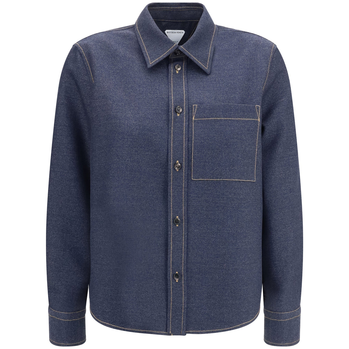 Bottega Veneta Tops? Bottega Veneta Women Denim-Effect Mélange Wool Shirt Elegant Everyday Designer Top