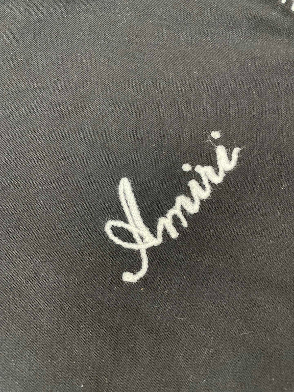 Close-up of Amiri hoodie craftsmanship