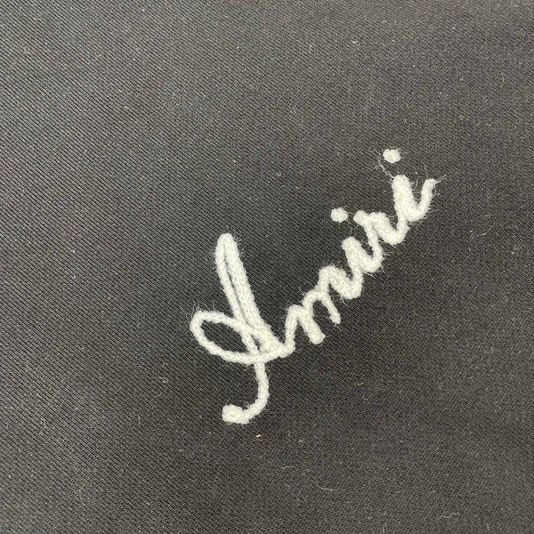 Close-up of Amiri hoodie craftsmanship