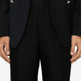Close-up of Fendi pants hardware and fine stitching