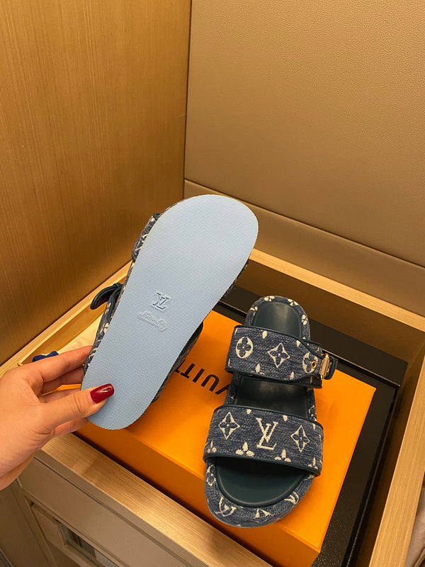 Louis Vuitton Grey Slingback Heels - Full Silhouette View
