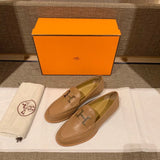 Hermès Grey Block Heel Pumps - Back View
