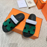 Hermès Red Flat Thong Sandals - Sole Detail View