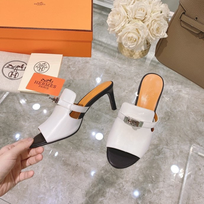 Hermès Nude Ankle Strap Heels - Front View