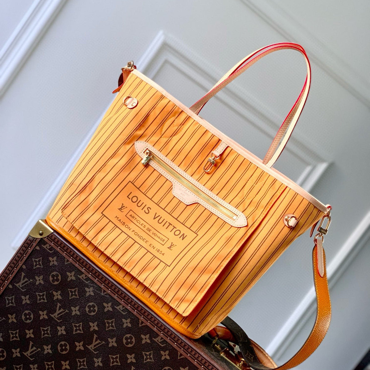 Louis Vuitton Bags- Louis Vuitton Lou Neverfull Inside Out Mm Tote Bag Elegant Everyday Designer Handbag