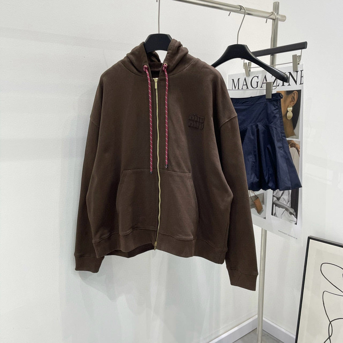 Hoodies- Miu M Zip Hoodie Comfortable Luxury Streetwear Hoodie