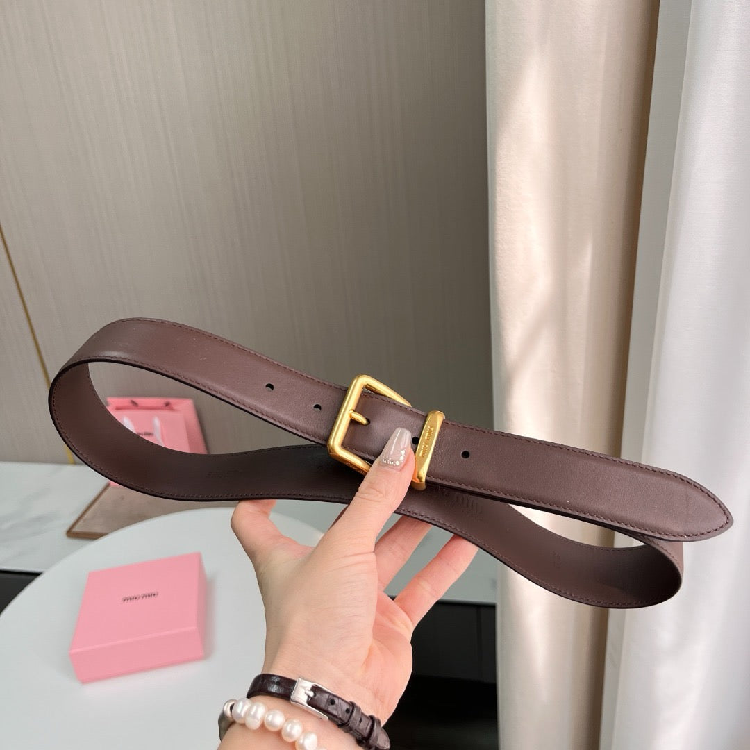Belts- Miu M Belt 3.5 Cm Classic Everyday Designer Belt