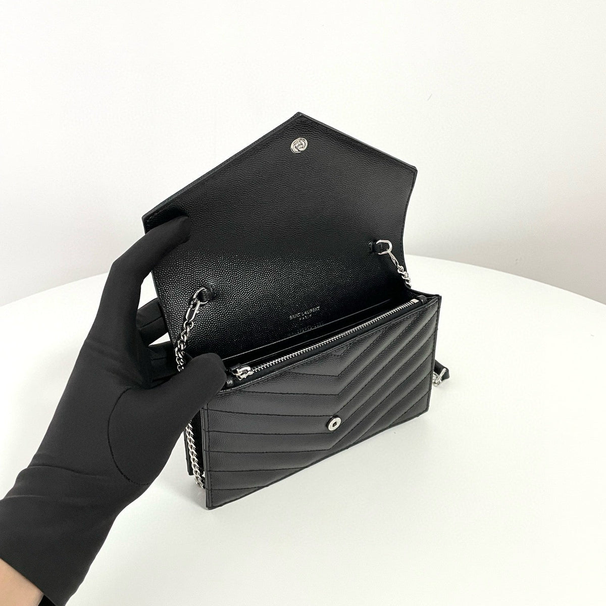 Saint Laurent Wallets- Saint Laurent Cassandre Envelope Wallet On Chain Compact Luxury Card Wallet