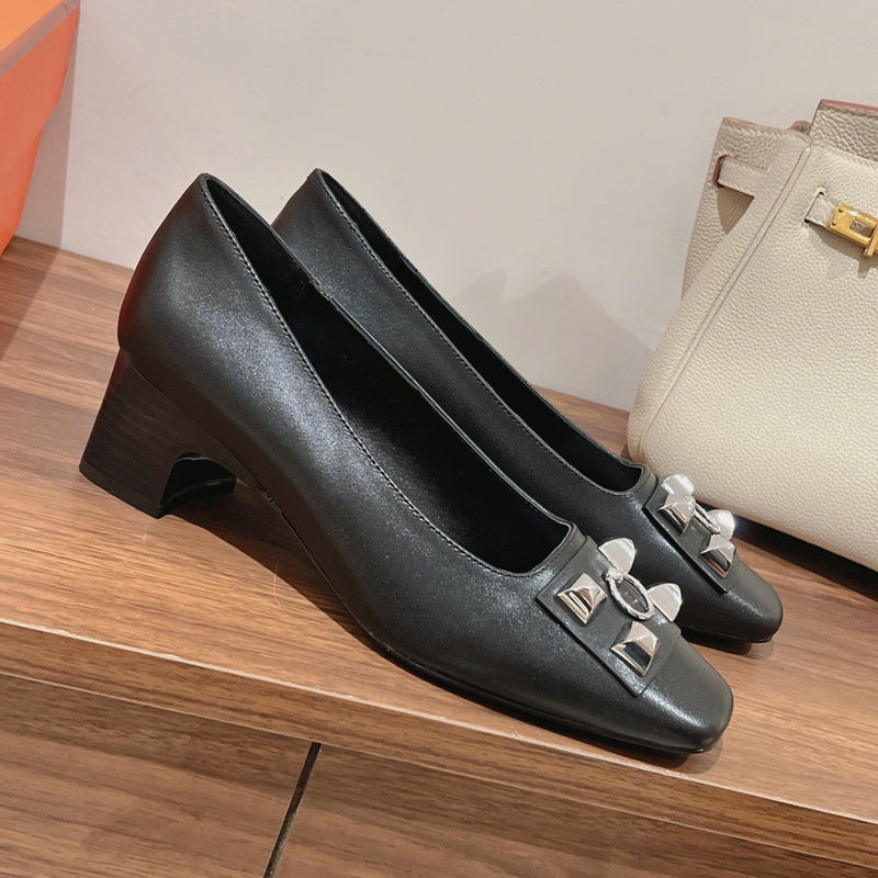 Hermès Chocolate Brown Ankle Strap Heels - Angled View