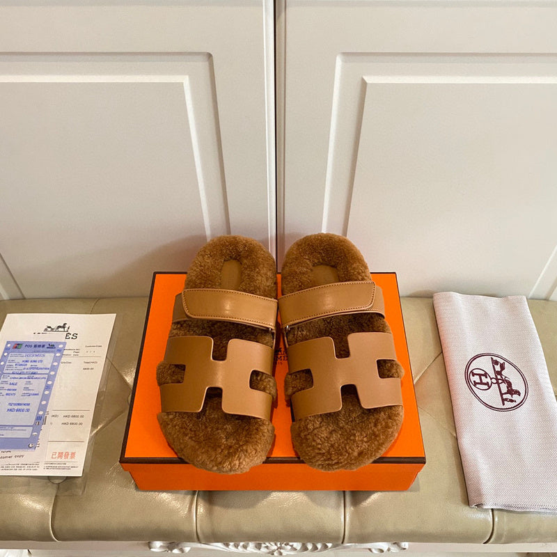 Hermès Chocolate Brown Block Heel Sandals - Side Profile View