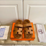 Hermès Chocolate Brown Block Heel Sandals - Side Profile View