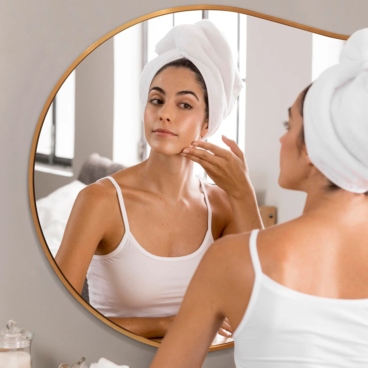 Irregular Wall Mirror 46"X26" Cloud Shaped Mirrors for Bathroom