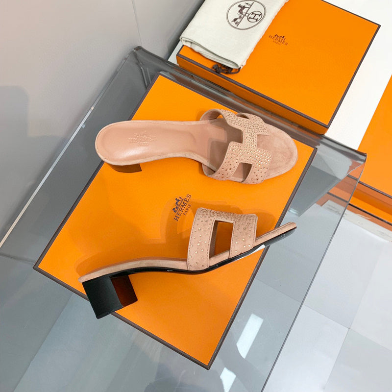 Hermès Camel Slide Sandals - Sole Detail View