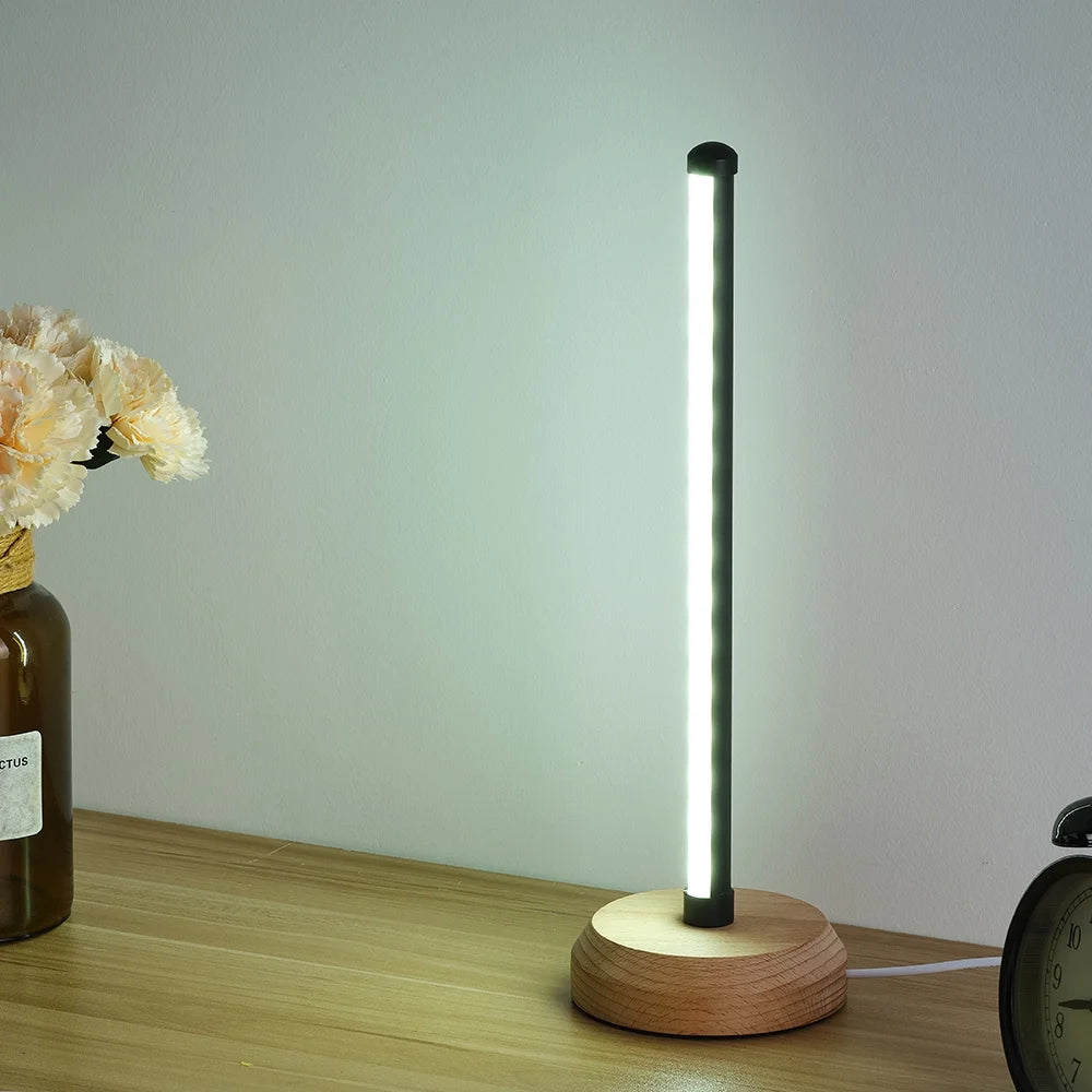 Simple Designs, Wood Base Mini Table Lamp, 13.4" H,Black