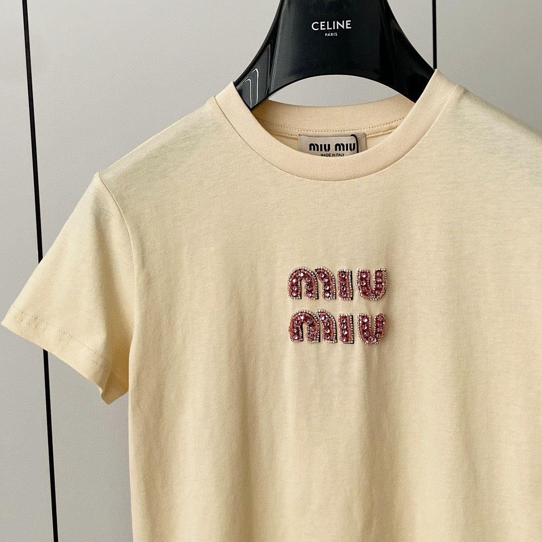 T-Shirts- Miu M T-shirt Premium Designer Cotton T-Shirt