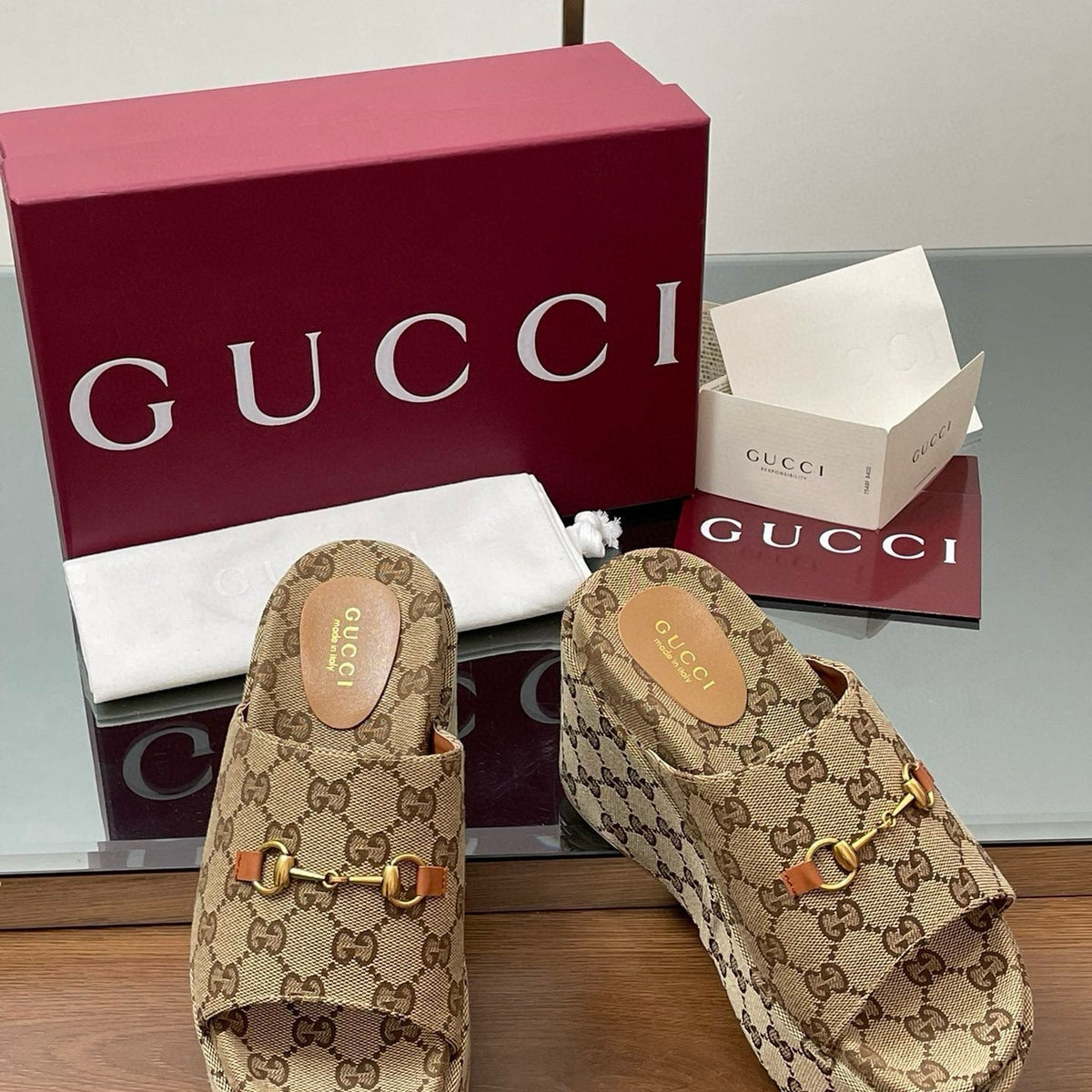 Gucci Shoes- Gucci Wedge Sandals Premium Designer Casual Shoes
