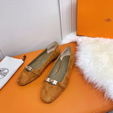 Hermès Camel Ankle Strap Heels - Side Profile View