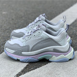 Balenciaga Grey Chunky Platform Sneakers - Front View
