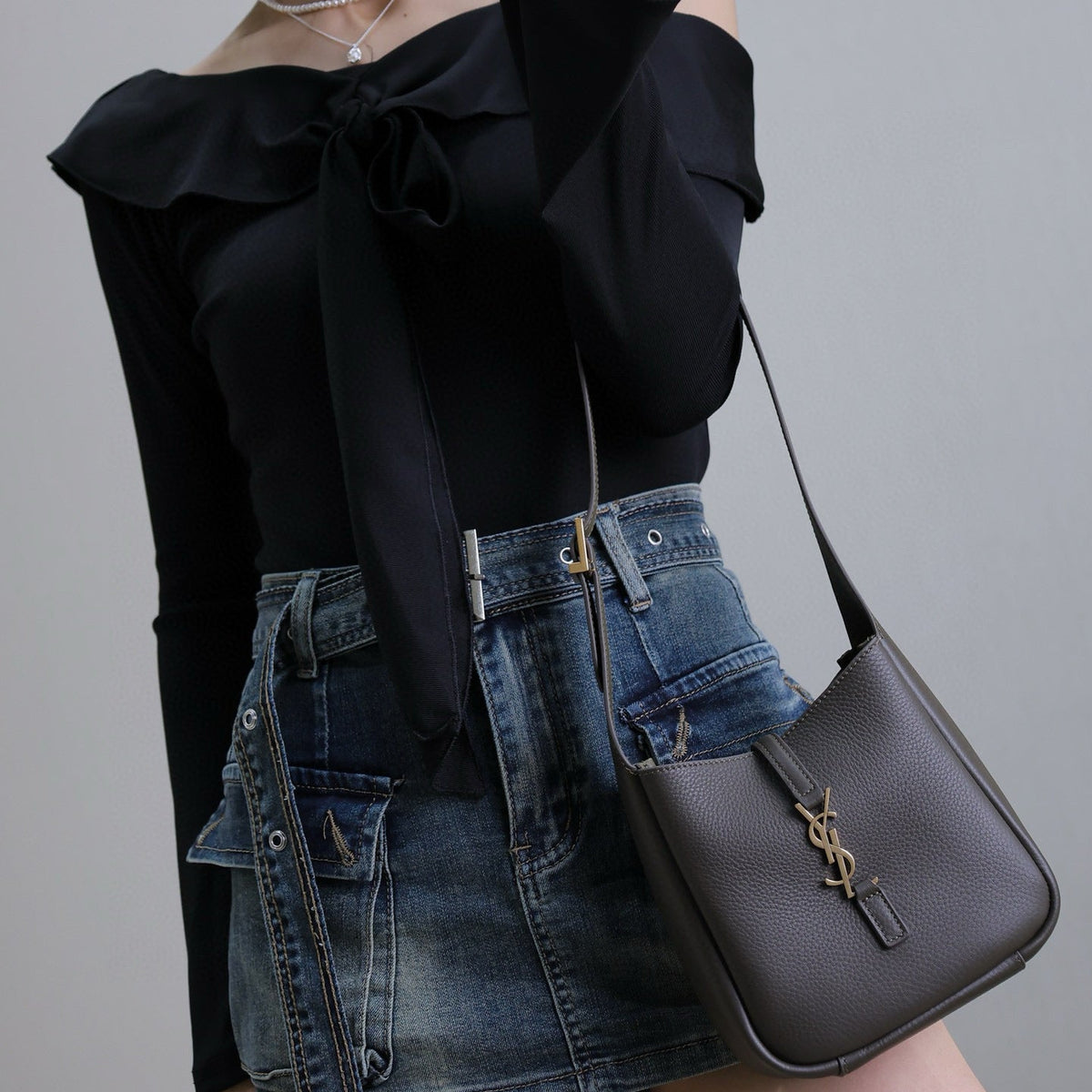 Saint Laurent Bags- Saint Laurent Le 5 A 7 Supple Baby Bag Luxury Designer Leather Handbag