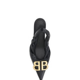 Close-up of Balenciaga pumps hardware and fine stitching