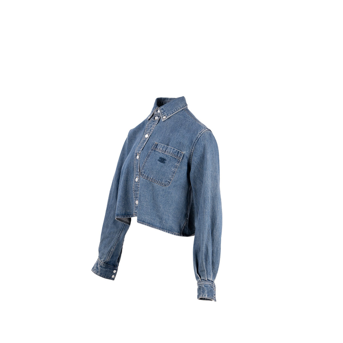 Celine Tops? Celine Size XS Cropped Shirt Cotton in Union Ocean Wash Denim Blue Elegant Everyday Designer Top