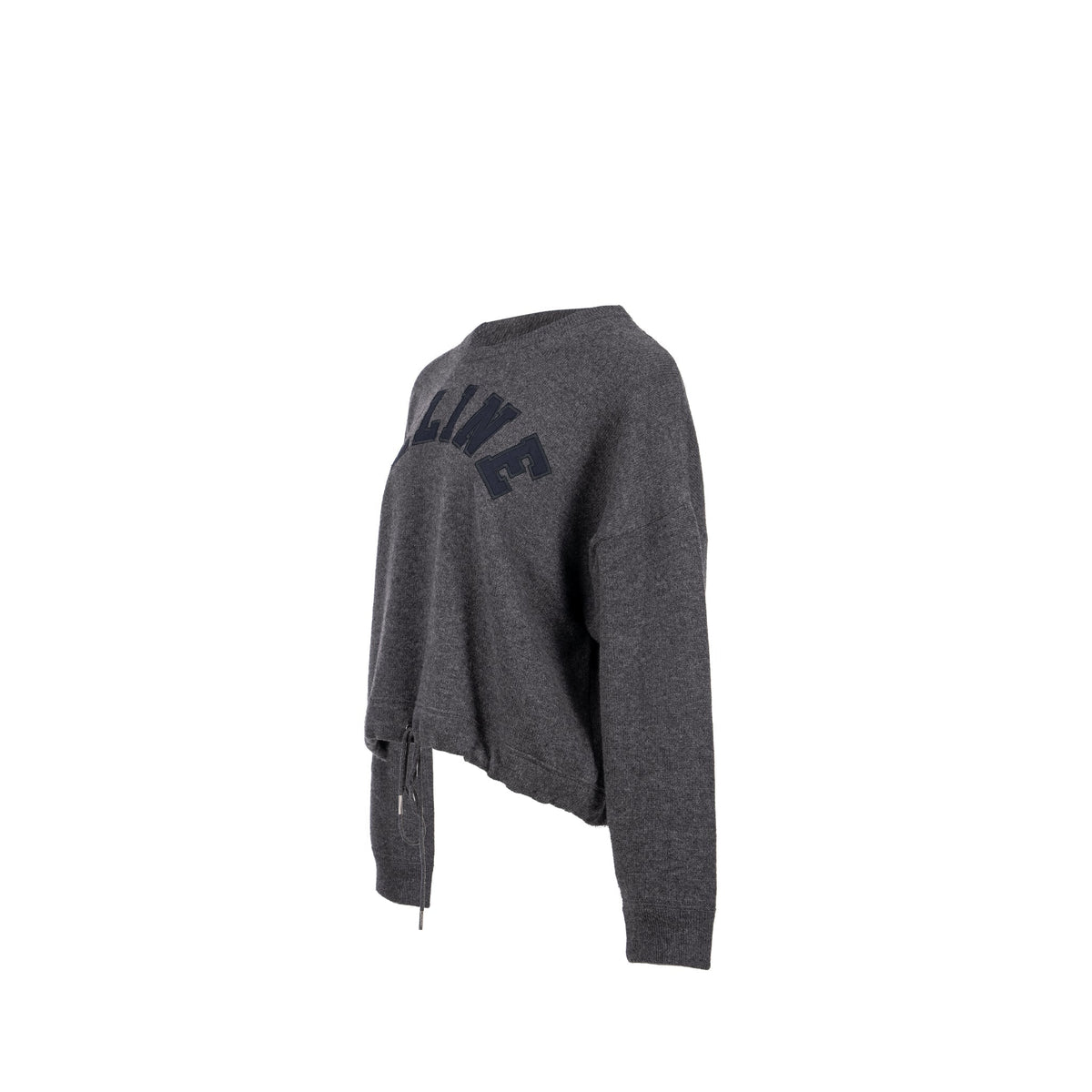 Celine Sweaters? CELINE Size L Graphic Print Crew Neck Sweater Wool Cashmere Dark Grey Premium Casual Designer Knitwear